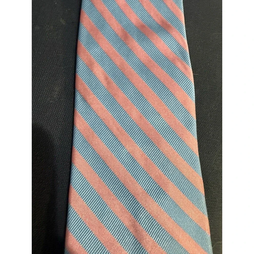 Nautica 100% Silk Men's Tie Blue / Pink Geometric Stripes